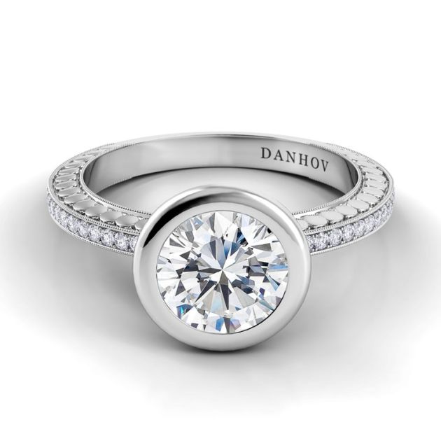 Danhov Tubetto Unique Handmade Engagement Ring in 18k White Gold