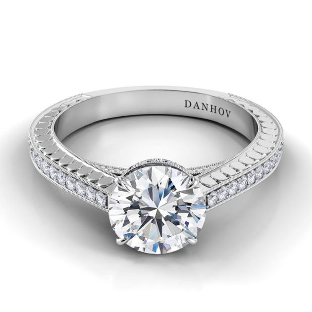 Danhov Tubetto Classic Engagement Ring in 14k White Gold