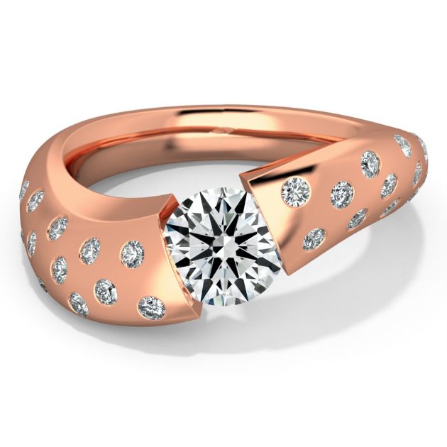 Danhov Tension Engagement Ring in 14k Rose Gold