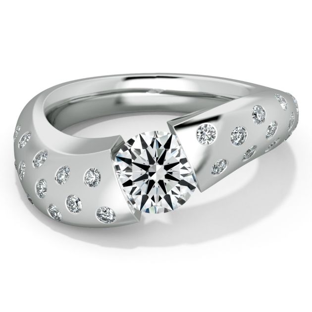 Danhov Tension Engagement Ring in 14k White Gold