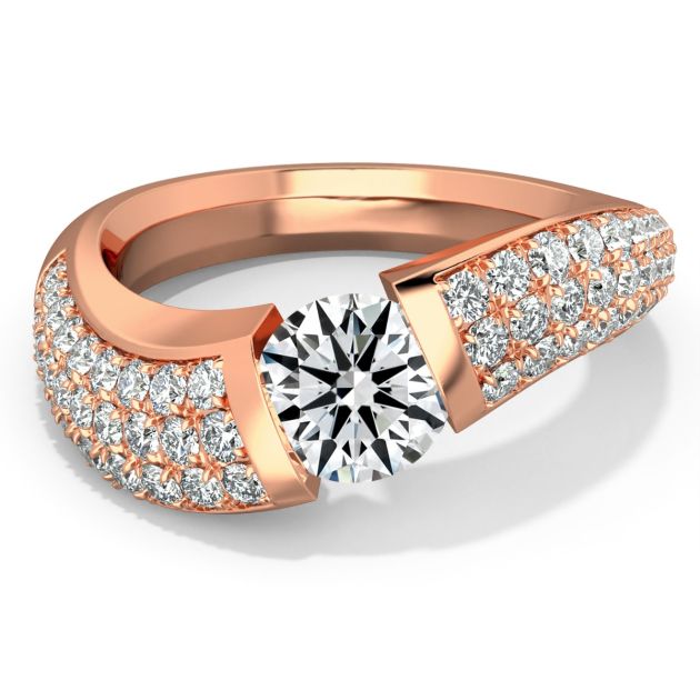 Danhov Tension Engagement Ring in 14k Rose Gold