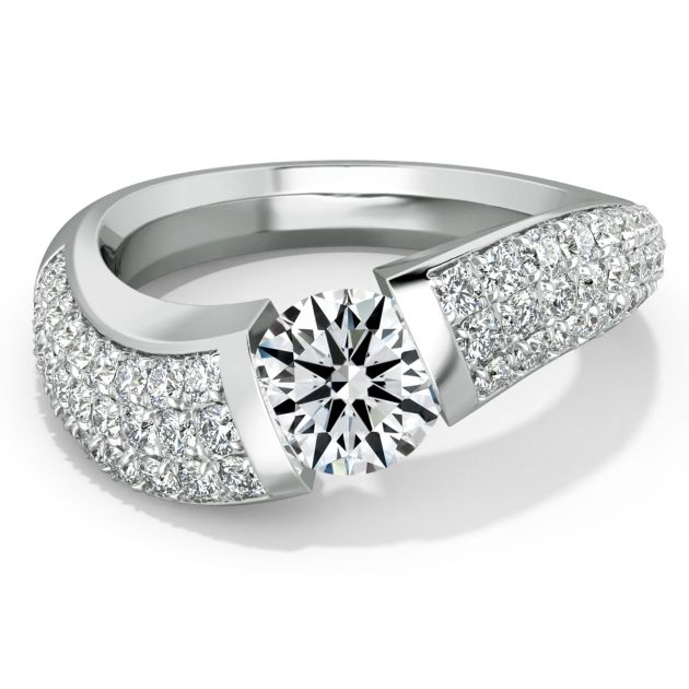 Danhov Tension Engagement Ring in 14k White Gold