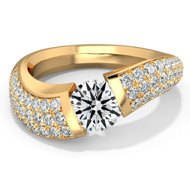Danhov Tension Engagement Ring in 14k Yellow Gold
