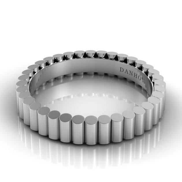 Danhov Tubetto Round Unique Wedding Band for Men in 14k White Gold