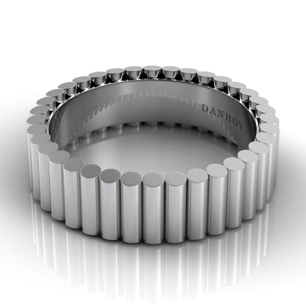 Danhov Tubetto Domed Men's Designer Wedding Ring in 14k White Gold