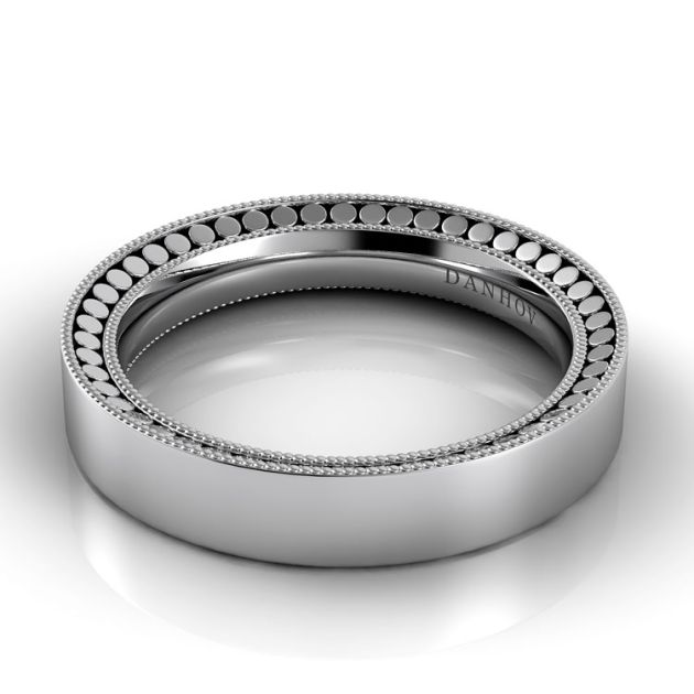 Danhov Tubetto Handmade Domed Men's Wedding Band in 14k White Gold