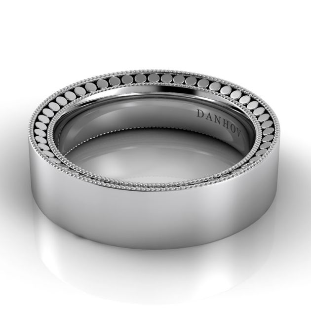 Danhov Tubetto Domed Wedding Ring for Men in 14k White Gold
