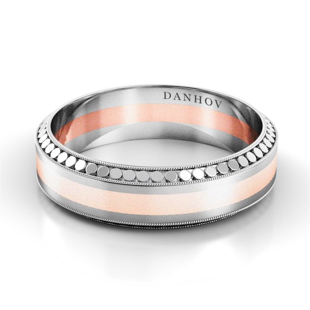Danhov Tubetto Red  Designer Wedding Ring for Men in 14k White Gold