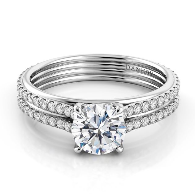 Danhov Unito Handcrafted Diamond Engagement Ring in 14k White Gold