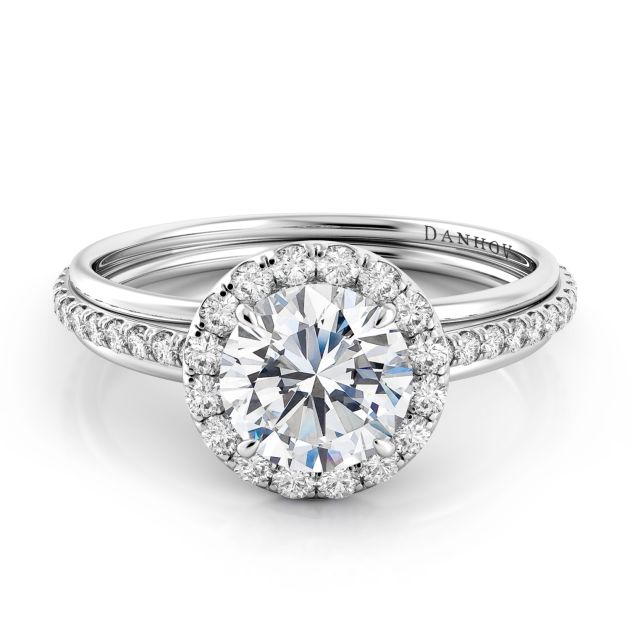 Danhov Unito Triple Shank Diamond Engagement Ring in 14k White Gold