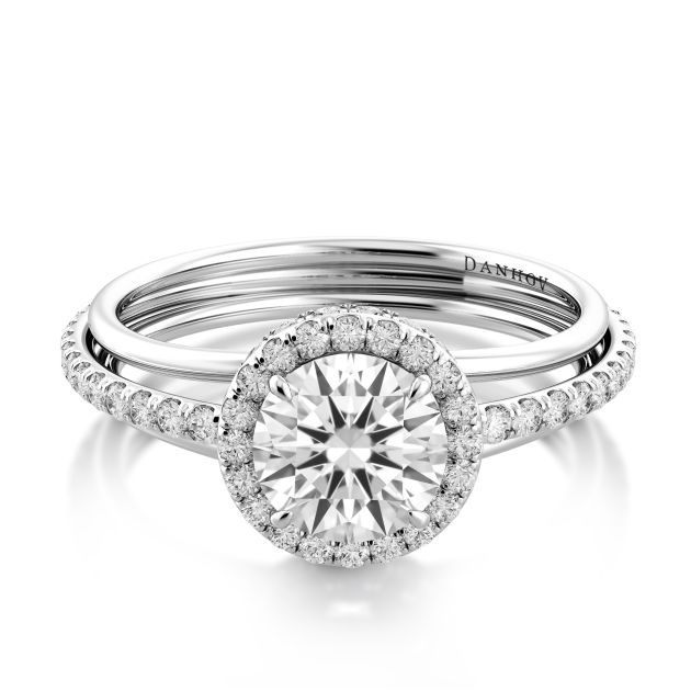 Danhov Unito Handcrafted Engagement Ring in 14k White Gold