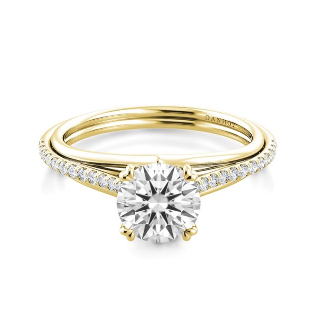 Danhov Unito Triple Shank Engagement Ring in 14k Yellow Gold