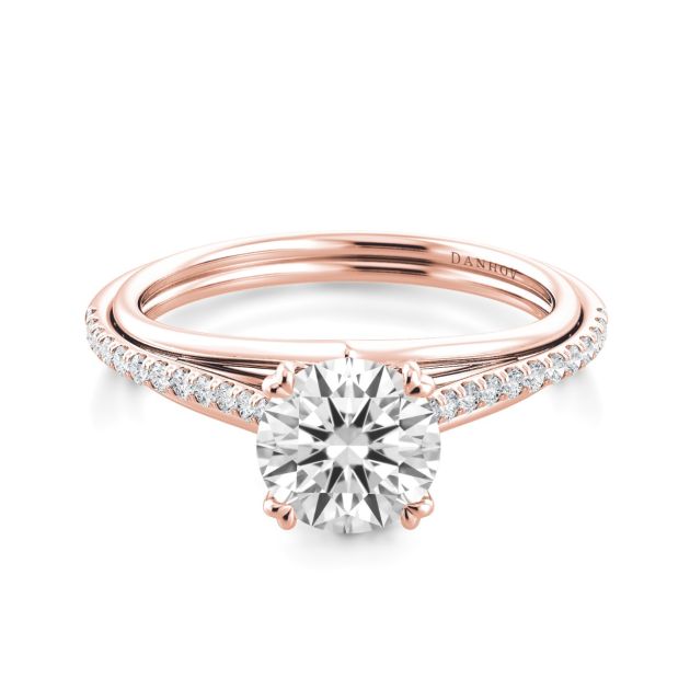 Danhov Unito Triple Shank Engagement Ring in 18k Rose Gold