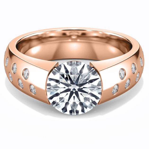 Norem de Danhov tension style engagement ring in 14K Rose gold 