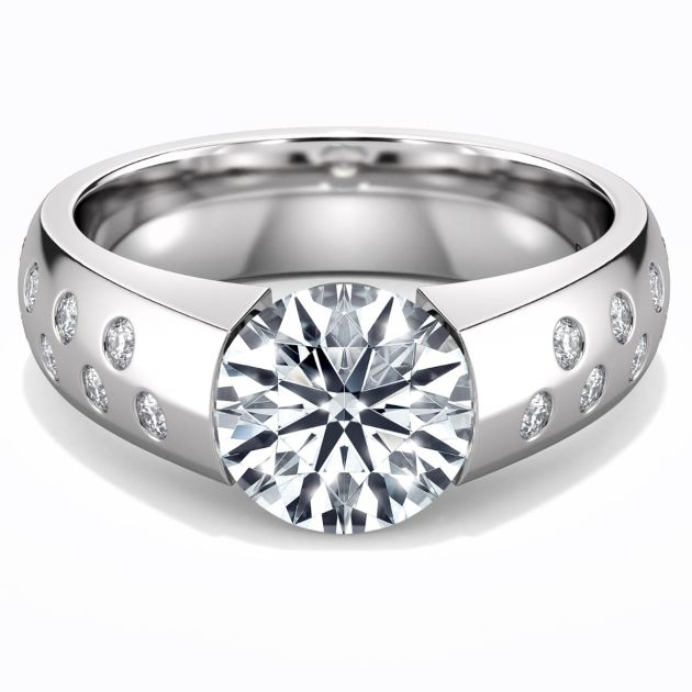 Norem de Danhov tension style engagement ring in Platinum