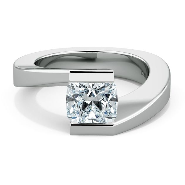 Danhov Voltaggio Tension Set Engagement Ring in 14k White Gold