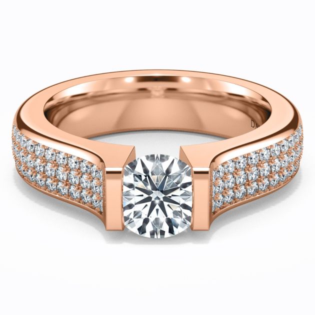 Danhov Tension Engagement Ring in 14k Rose Gold