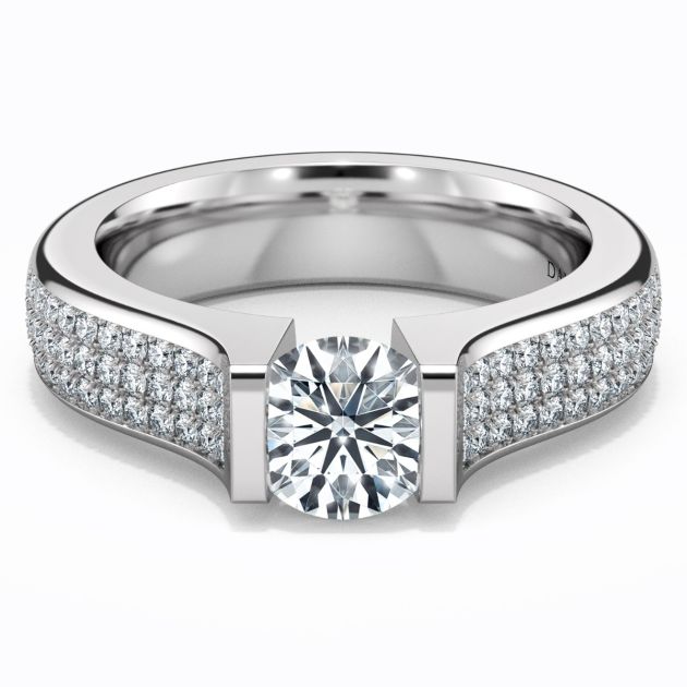 Danhov Tension Engagement Ring in 14k White Gold
