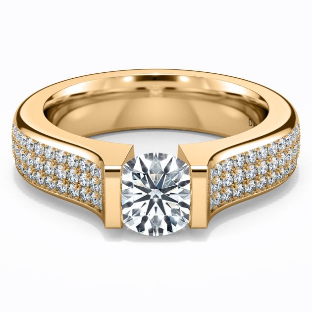 Danhov Tension Engagement Ring in 14k Yellow Gold