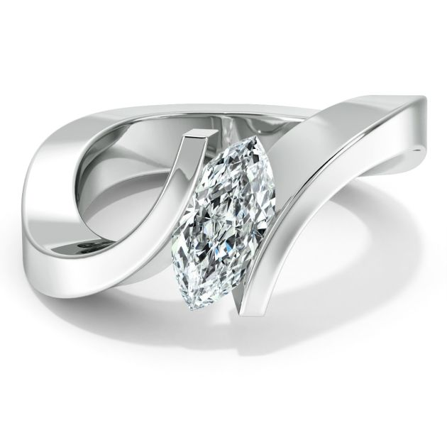 Danhov Tension Engagement Ring in 14k White Gold