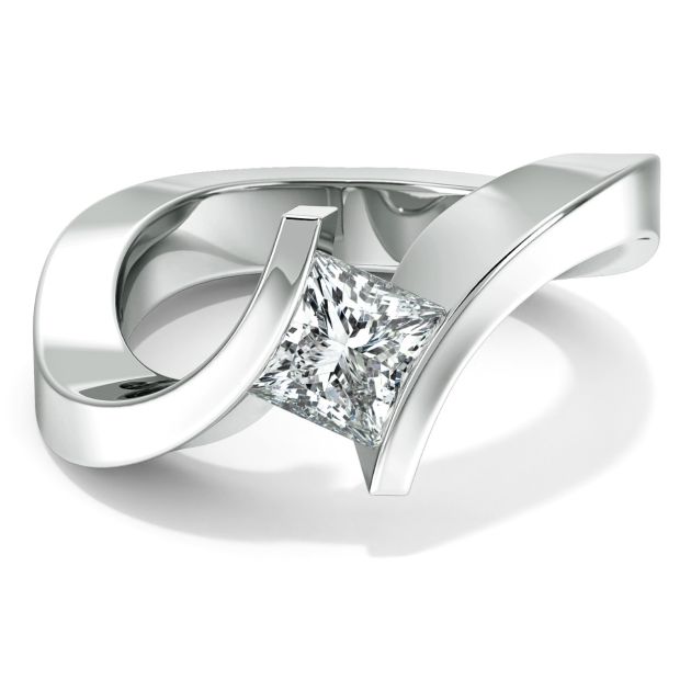 Danhov Tension Engagement Ring in 14k White Gold