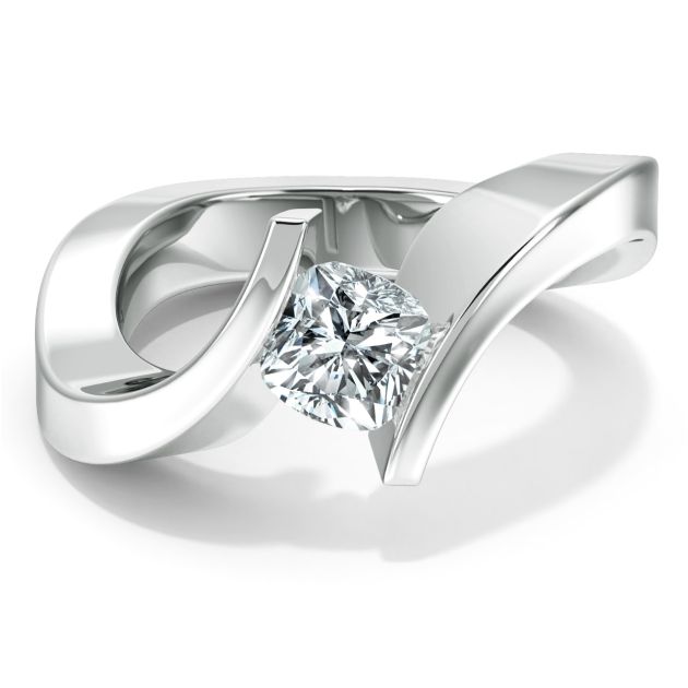 Danhov Tension Engagement Ring in 14k White Gold