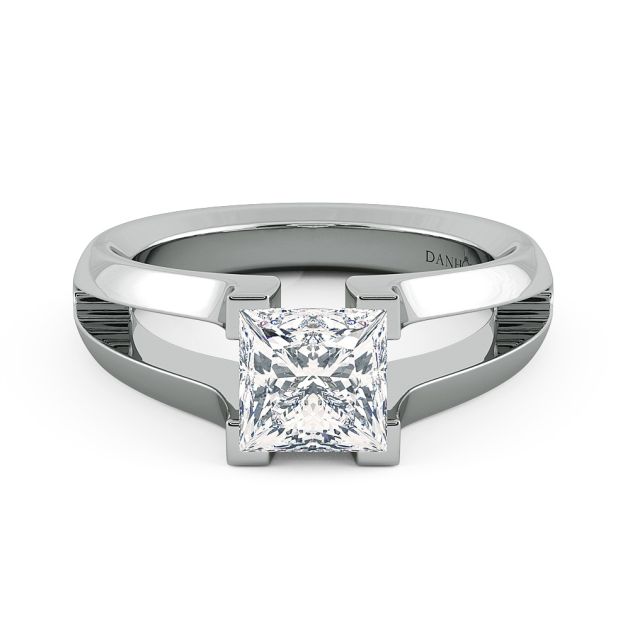 Danhov Voltaggio Split Shank Princess-cut Engagement Ring in 14k White Gold