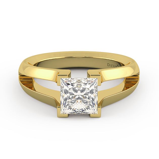 Danhov Voltaggio Split Shank Princess-cut Engagement Ring in 14k Yellow Gold