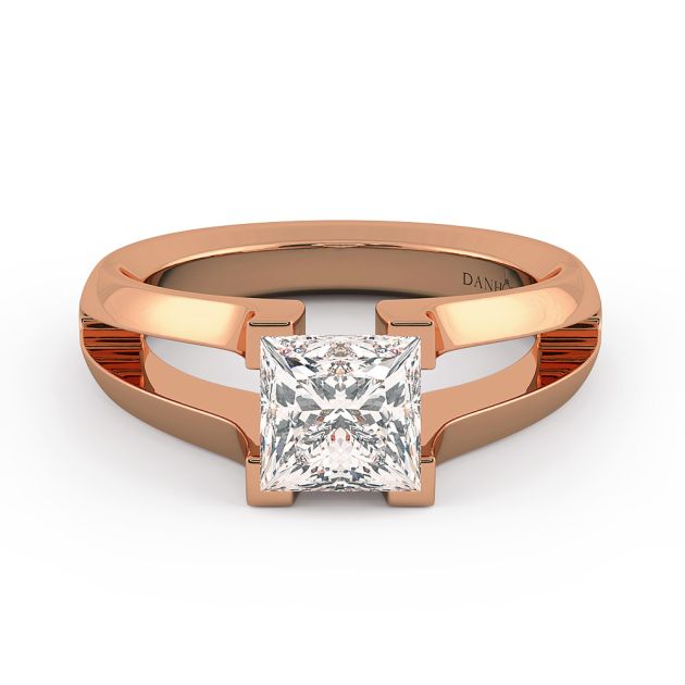 Danhov Voltaggio Split Shank Princess-cut Engagement Ring in 14k Rose Gold