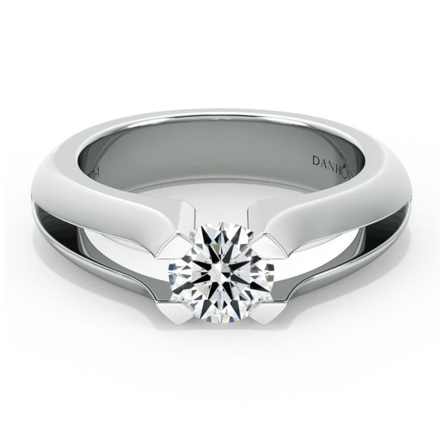 Danhov Voltaggio Tension Set Engagement Ring in 14k White Gold