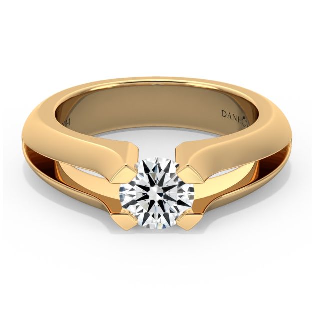 Danhov Voltaggio Tension Set Engagement Ring in 14k Yellow Gold