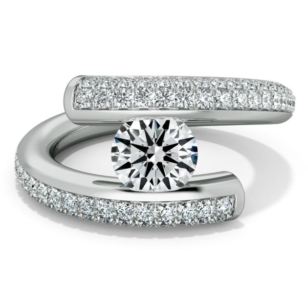 Danhov Tension Engagement Ring in 14k White Gold