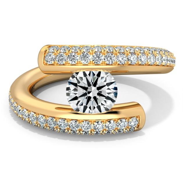 Danhov Tension Engagement Ring in 14k Yellow Gold