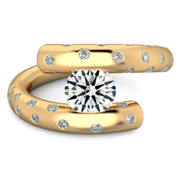 Danhov Tension Engagement Ring in 14k Yellow Gold