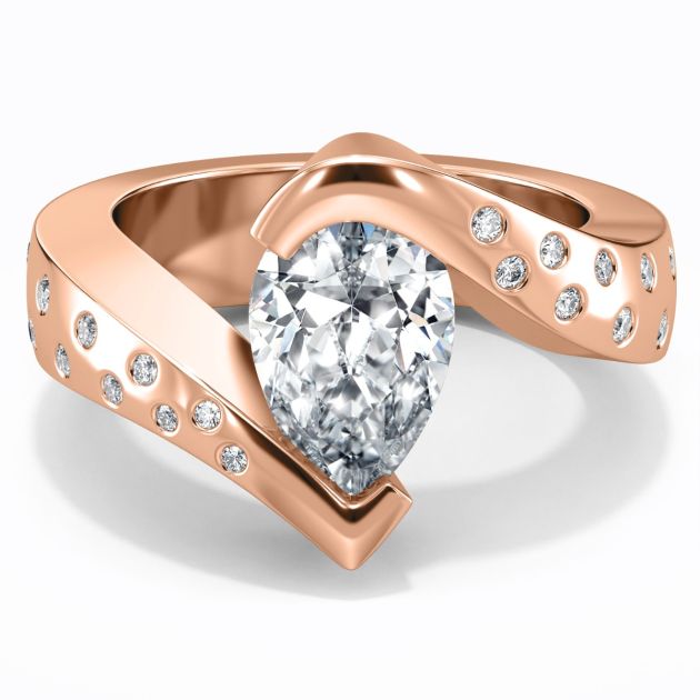 Danhov Tension Engagement Ring in 14k Rose Gold