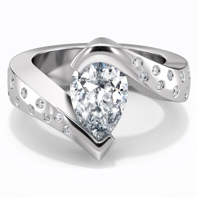 Danhov Tension Engagement Ring in 14k White Gold