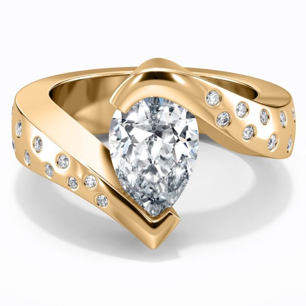 Danhov Tension Engagement Ring in 14k Yellow Gold