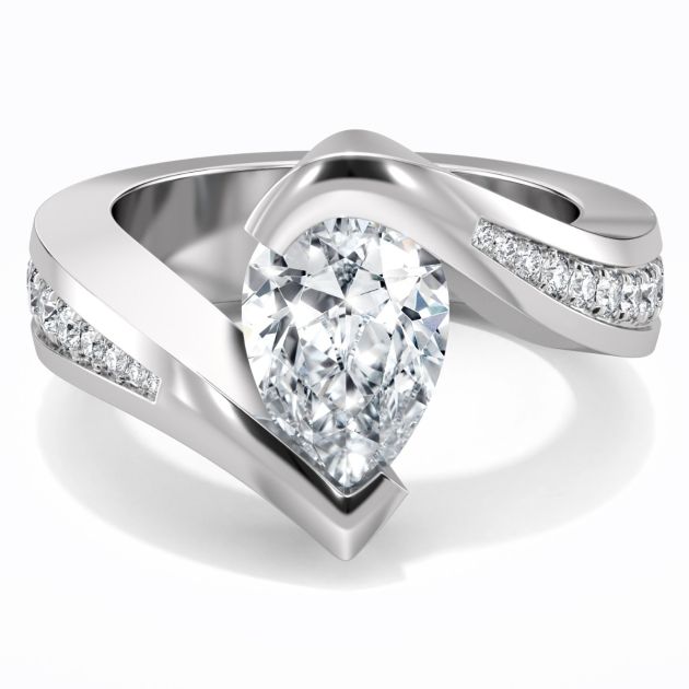 Danhov Tension Engagement Ring in 14k White Gold