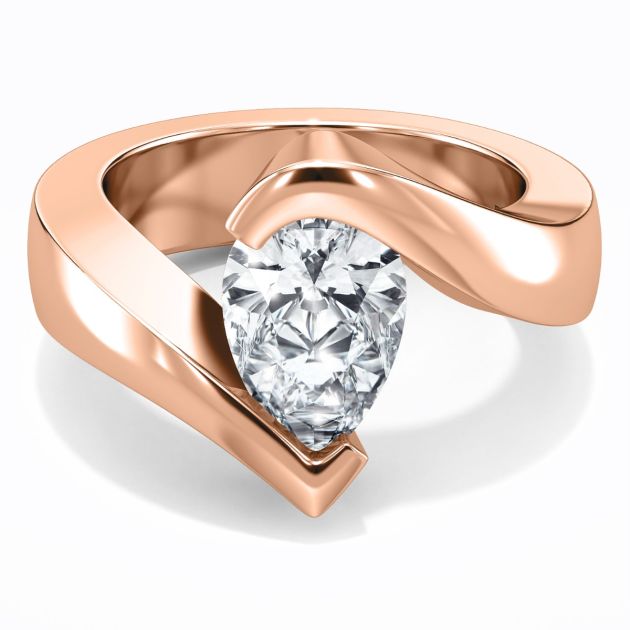 Danhov Tension Engagement Ring in 14k Rose Gold