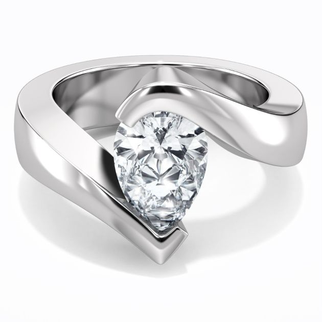 Danhov Tension Engagement Ring in 14k White Gold