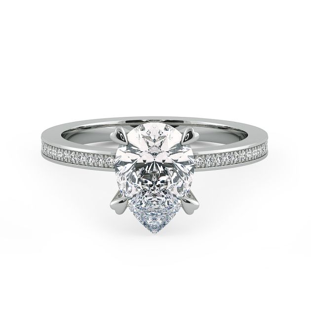Danhov Classico Pear Cut Ladies Engagement Ring 18k White Diamond