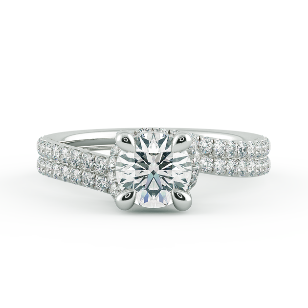 Danhov Abbraccio Ladies Engagement Ring in 14k White Gold