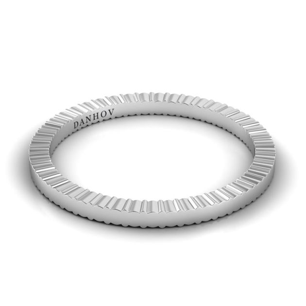 Danhov Carezza Flat Handmade Wedding Band in 14k White Gold