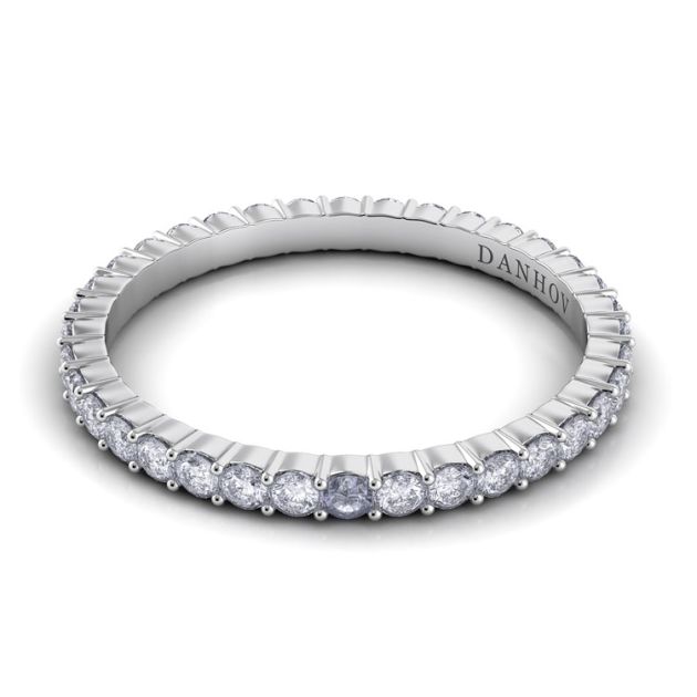 Danhov Carezza Flat Diamond Wedding Band for Her in 14k White Gold