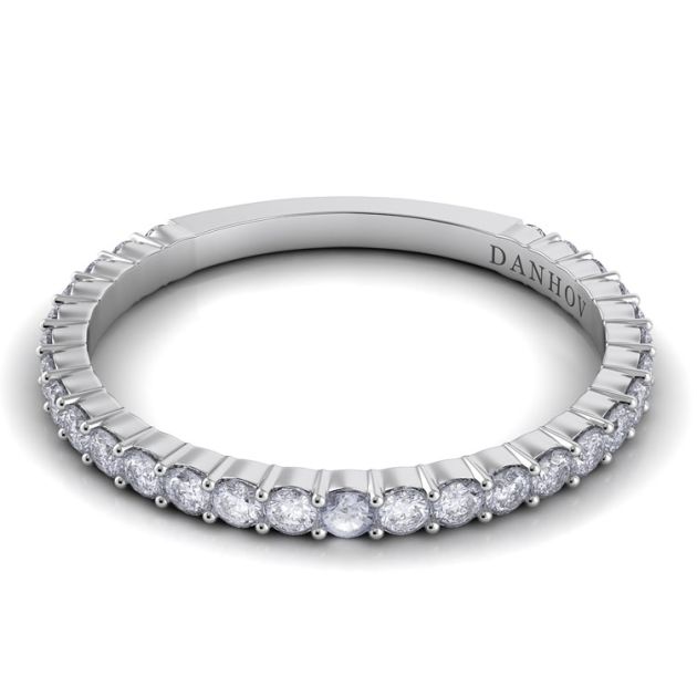 Danhov Carezza Flat Diamond Wedding Ring for Women in 14k White Gold