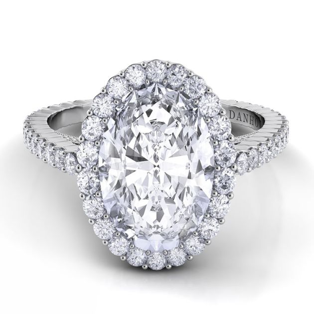 Danhov Carezza Single Shank Oval Cut Engagement Ring in 14k White Gold