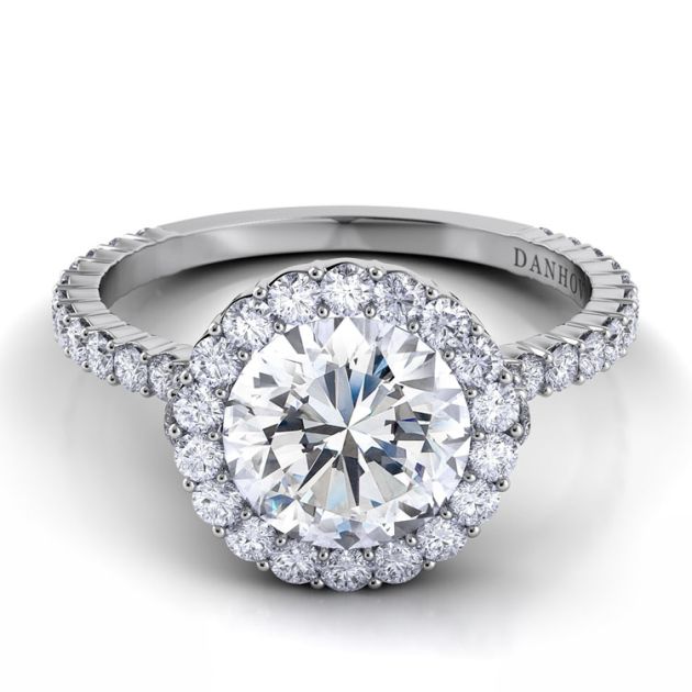 Danhov Carezza Unique Halo Engagement Ring in 14k White Gold