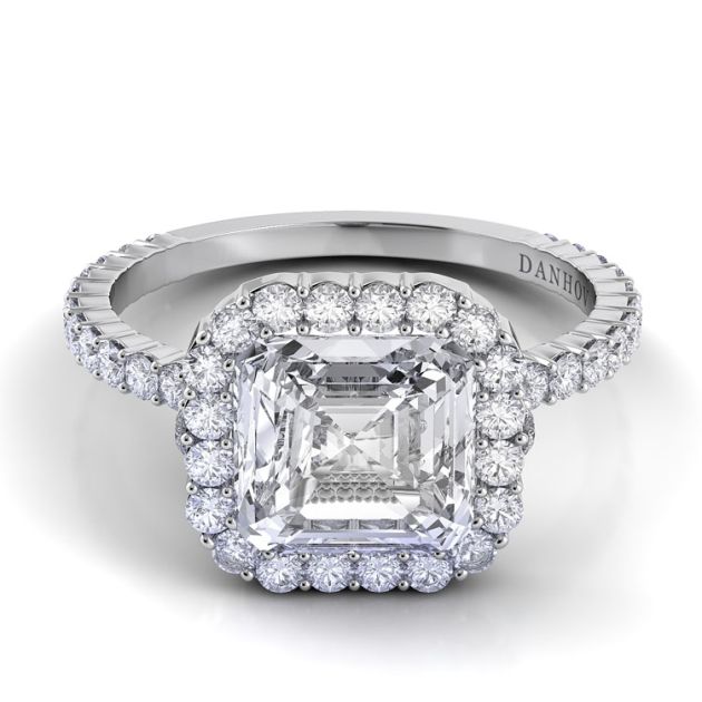 Danhov Carezza Asscher Engagement Ring in 14k White Gold