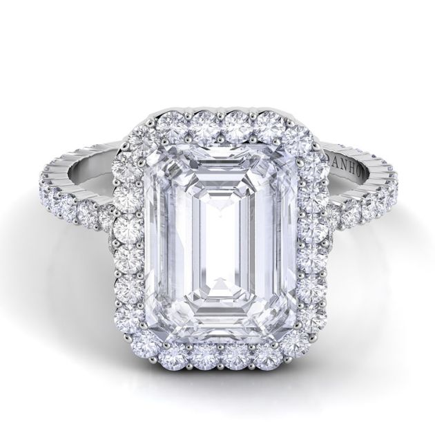 Danhov Carezza Emerald Engagement Ring in 14k White Gold