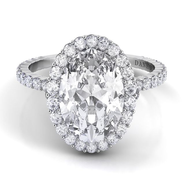 Danhov Carezza Oval Diamond Engagement Ring in 14k White Gold
